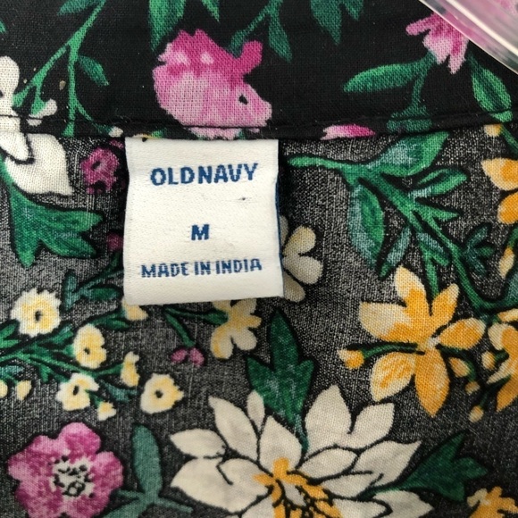 Old Navy floral print button down long sleeve shirt with ruffle shoulders Medium - Picture 4 of 8